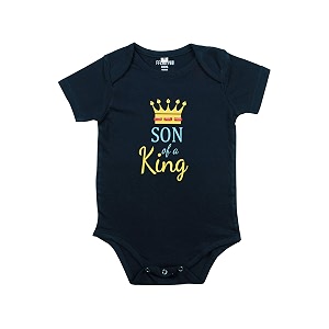 fflirtygo son of king printed romper baby wear cotton jumpsuitbody suit navy blue color for boys and girls