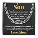 FG Family Gift Mall To My Son From Mom, Son Gifts From Mom and Dad, Mother and Son Necklace, Birthday Gift For My Son Graduation Christmas Cuban Link Chain Necklace Present