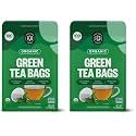 FGO Organic Green Tea, 100 Count Eco-Conscious Tea Bags, Caffeinated, Resealable Pouch, Packaging May Vary (Pack of 2)