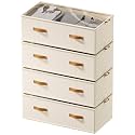 FHSQX Under Bed Storage Bins, Beige, 31.5x15.8x10 inch, 4 Pack