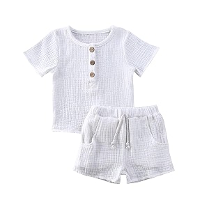 fhutpw baby boys 2pcs summer outfits short sleeve t-shirt tops elastic waistband shorts set toddler clothes