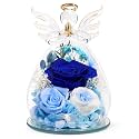 FIACO Gifts for Women Birthday Preserved Rose Forever Flower in Glass Angel Figurines Fresh Flowers for Delivery Prime for Mom Real Roses for Grandma Sister Wife Her from Daughter