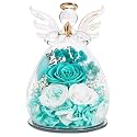 FIACO Gifts for Women Birthday Preserved Rose Forever Flower in Glass Angel Figurines Fresh Flowers for Delivery Prime for Mom Real Roses for Grandma Sister Wife Her from Daughter