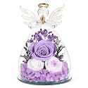 FIACO Gifts for Women Preserved Rose Forever Flower in Glass Angel Figurines Fresh Flowers for Delivery Prime Mothers Day Birthday Gifts for Mom Real Roses for Grandma Sister Wife Her from Daughter
