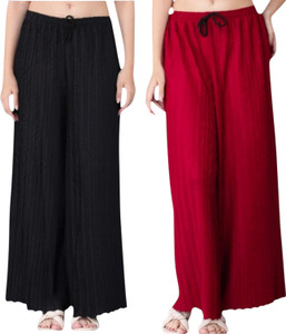 FIBBIZZ Regular Fit Women Red Black Trousers