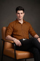 FIBERMILL Men Solid Formal Brown Shirt