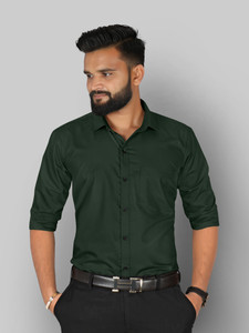 FIBERMILL Men Solid Formal Dark Green Shirt