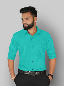 FIBERMILL Men Solid Formal Green Shirt