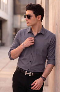 FIBERMILL Men Solid Formal Grey Shirt