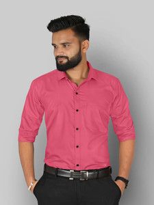 FIBERMILL Men Solid Formal Pink Shirt