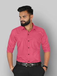 FIBERMILL Men Solid Formal Pink Shirt