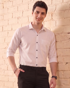 FIBERMILL Men Solid Formal White Shirt