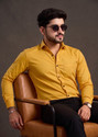 FIBERMILL Men Solid Formal Yellow Shirt