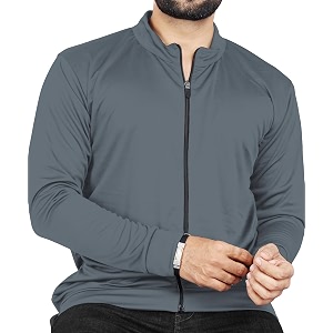 fibreza men solid polyester sports jacket long sleeves full zip with pocket gym running amp travel upper wear