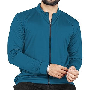 fibreza men solid polyester sports jacket long sleeves full zip with pocket gym running amp travel upper wear