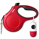 Fida Retractable Dog Leash with Dispenser and Poop Bags, 16 ft, Red