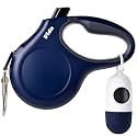 Fida Retractable Dog Leash with Dispenser and Poop Bags, 10 ft, Navy Blue
