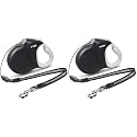 Fida Upgraded Retractable Dog Leash 30ft, Heavy Duty Pet Walking Leash for Medium/Large Breed up to 110 lbs, 360° Tangle-Free Long Retract Dog Lead, Soft Grip, One-Hand Brake, Black (Pack of 2)