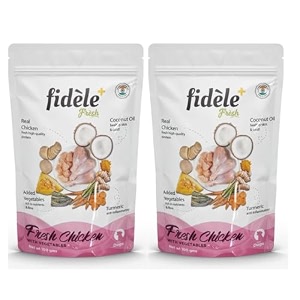 fidele fresh dog meal topper wet food  grain-free all-natural soft food amp kibble enhancer no preservatives all life stages 100 g pack of 2 chicken amp vegetables