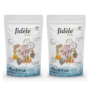 fidele fresh dog meal topper wet food  grain-free all-natural soft food amp kibble enhancer no preservatives all life stages 100 g pack of 2 fish amp vegetables