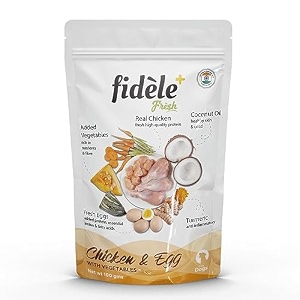 fidele fresh dog wet food  grain-free all-natural no preservatives soft food for all life stages chicken amp egg with vegetables 100g  12 pack perfect alone or with dry food