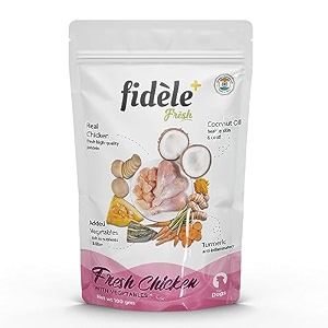 fidele fresh chicken wet dog food  chicken gravy with vegetables  wet food for dogs  100g pouch pack of 6  digestive support