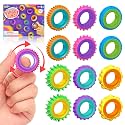 Fidget Toys Sensory Rings for Kids: 12 Pack Finger Spinner Rings - Texture Stress Toys for Kids Autism Calming - Fun Fidgets for Student Classroom Prize Stocking Stuffers