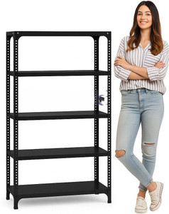 fidvi slotted angle 5 shelf multipurpose powder coated storage rack office heavy duty luggage rack