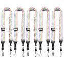 FIEIL 5 Pack Adjustable Shoulder Strap, Nylon Camera Strap, Comfortable Neck Strap for iPad, Cellphone Tablet, Camera, Laptop, Binocular, Luggage Bag (Rainbow Heart Universal Lanyard)