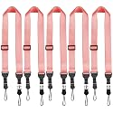 FIEIL 5 Pack Nylon iPad Strap, Adjustable Camera Neck Strap, Comfortable Shoulder Strap for iPad, Cellphone Tablet, Camera, Laptop, Binocular, Luggage Bag(Peach Pink Universal Neck Lanyard)