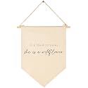 In a Field of Roses She is a Wildflower-Wall Decor Gift for Baby Girls Kids-Canvas Hanging Banner Pennant Wall Decor Gift for Nursery Baby Room Playroom Homeschool Reading Room Bedroom