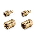 Fieldstar Brass Quick Connect Adapter Set for Pressure Washer Hose Pipe, M22 x 15 mm, 2 Male + 2 Female Fittings, Leak-Proof Quick Couplers, Compatible with Most Car Wash Pressure Washer Hoses
