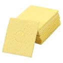 Fielect 10Pcs Soldering Sponge 60mm x 60mm for Iron Tips, Soldering Iron Cleaning Sponge Solder Tip Welding Clean Pads, Yellow Square