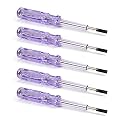 Fielect 5pcs Voltage Tester Voltage Detector Pen Circuit Tester Tool Steel Batch Slotted Test Pencil JRDB-168 AC/DC 100-500V Clear