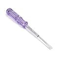 Fielect Voltage Tester Voltage Detector Pen Circuit Tester Tool Slotted Screwdriver Test Pencil JR-168 AC/DC 100-500V Purple Clear 1pcs