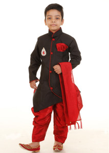 fiera fashion boys festive  party kurta dhoti pant  dupatta set black pack of 1
