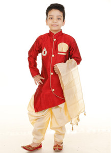 fiera fashion boys festive  party kurta dhoti pant  dupatta set maroon pack of 1