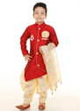 FIERA FASHION Boys Festive & Party Kurta, Dhoti Pant & Dupatta Set (Maroon Pack of 1)