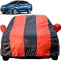 Fiesta Dustproof Car Cover with Mirror Pockets, Red Blue Stripes, Taffeta Polyster,Triple Stitched, Compatible with Ford Fiesta Car Cover (2008 to 2016), Fiesta Car Accessories