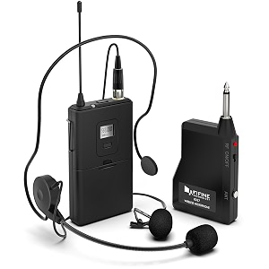 fifine wireless microphone system wireless microphone set with headsetlavalier lapel mics beltpack transmitterreceiverideal for teaching preaching and public speaking applicationsk037b
