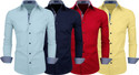 Fifth U Men Regular Fit Solid Spread Collar Casual Shirt (Pack of 4)