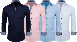 fifth u men regular fit solid spread collar casual shirt pack of 4