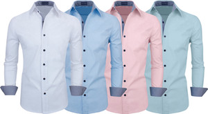 fifth u men regular fit solid spread collar casual shirt pack of 4