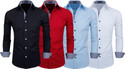 Fifth U Men Regular Fit Solid Spread Collar Casual Shirt (Pack of 4)