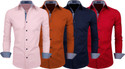 Fifth U Men Regular Fit Solid Spread Collar Casual Shirt (Pack of 4)