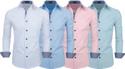 Fifth U Men Regular Fit Solid Spread Collar Casual Shirt (Pack of 4)