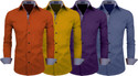 Fifth U Men Regular Fit Solid Spread Collar Casual Shirt (Pack of 4)