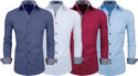 Fifth U Men Regular Fit Solid Spread Collar Casual Shirt (Pack of 4)