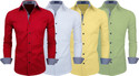 Fifth U Men Regular Fit Solid Spread Collar Casual Shirt (Pack of 4)