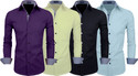Fifth U Men Regular Fit Solid Spread Collar Casual Shirt (Pack of 4)